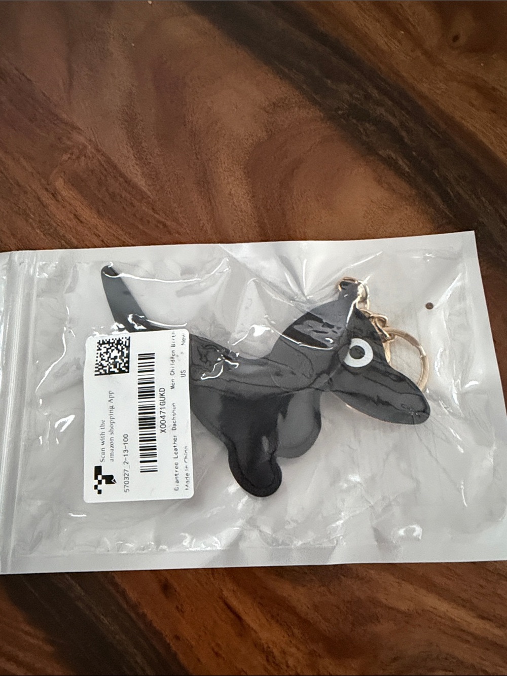 Leather Black Dachshund Keychain Charm